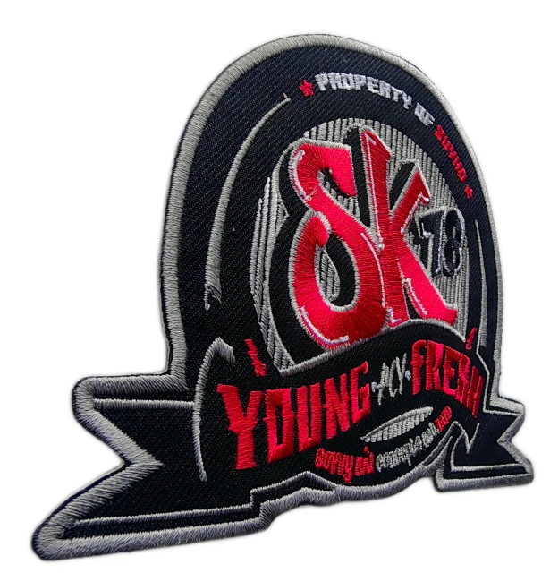 Custom Embroidered Patch Example: "SK 78 Young & Fresh" Design-Left Side