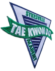Custom Embroidered Patch Example: Sykesville Taekwondo Academy Logo-Left Side