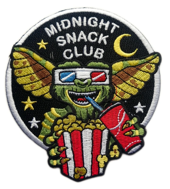 Custom Embroidered Patch Example: "Midnight Snack Club" Gremlin-Front Side