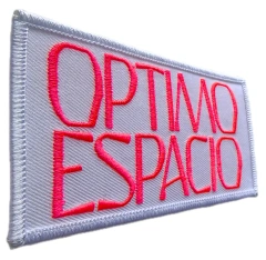 Custom Embroidered Patch Example: "OPTIMO ESPACIO" Text-Left Side