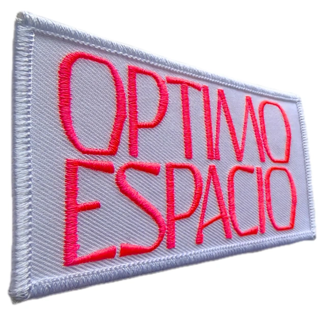 Custom Embroidered Patch Example: "OPTIMO ESPACIO" Text-Left Side