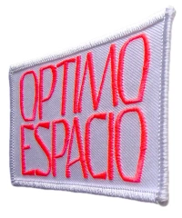 Custom Embroidered Patch Example: "OPTIMO ESPACIO" Text-Right Side