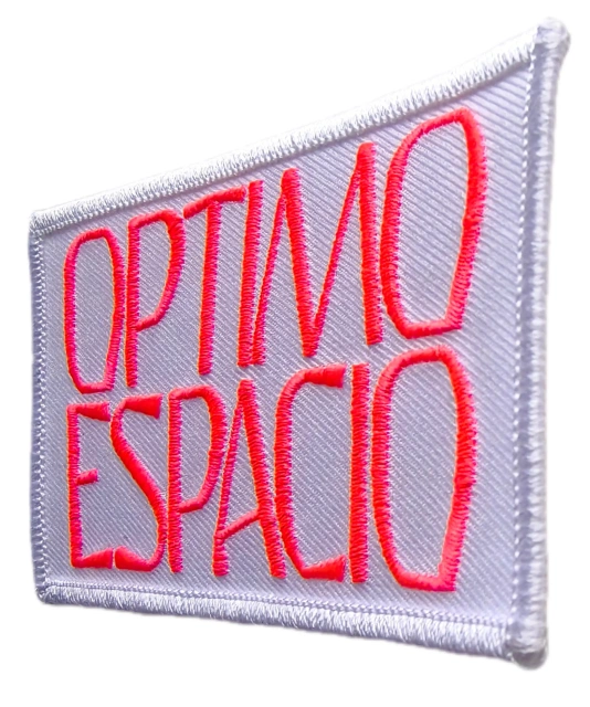 Custom Embroidered Patch Example: "OPTIMO ESPACIO" Text-Right Side