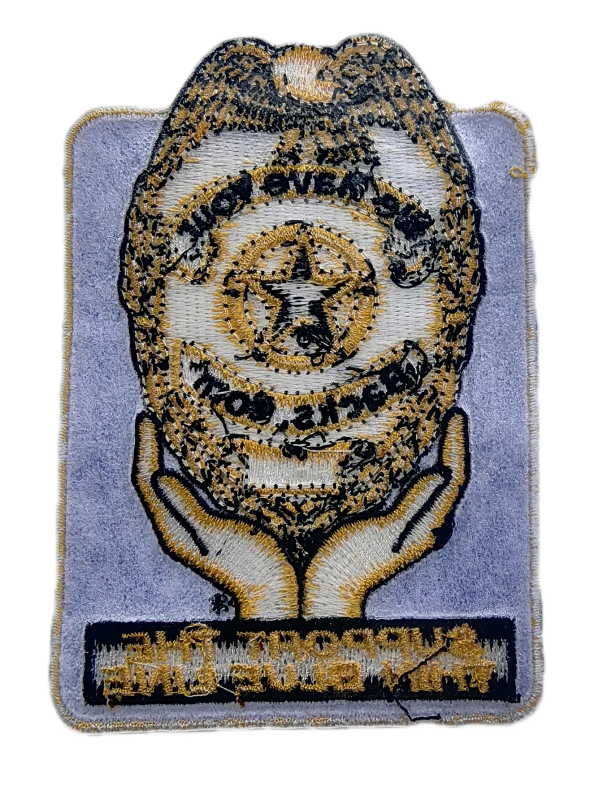 Custom Embroidered Patch Example: "Support The Thin Blue Line" Badge-Back Side