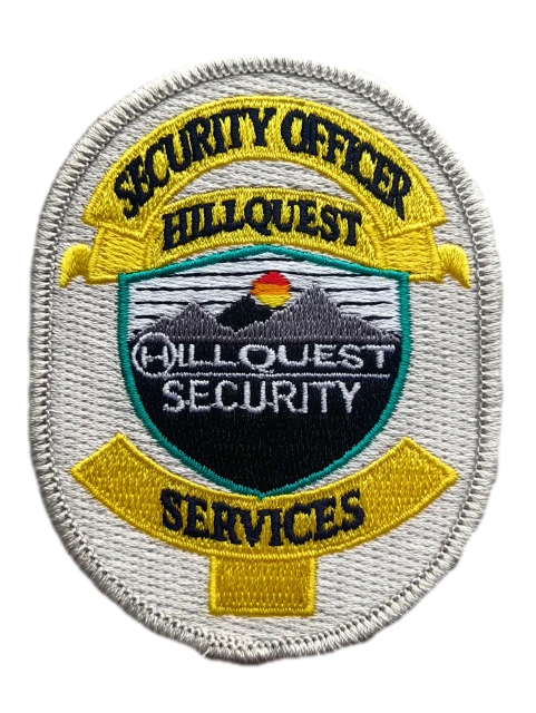 Custom Embroidered Patch Example: Hillquest Security Officer Emblem-Front Side