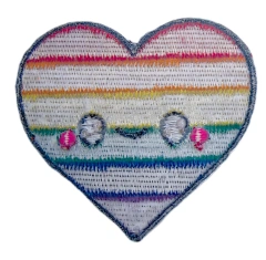Custom Embroidered Patch Example: Rainbow Heart Pride Design-Back Side