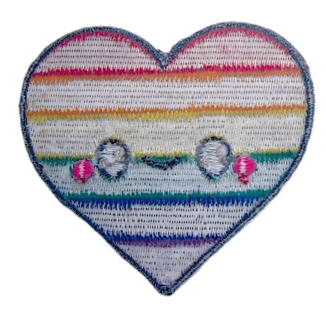 Custom Embroidered Patch Example: Rainbow Heart Pride Design-Back Side