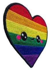 Custom Embroidered Patch Example: Rainbow Heart Pride Design-Left Side