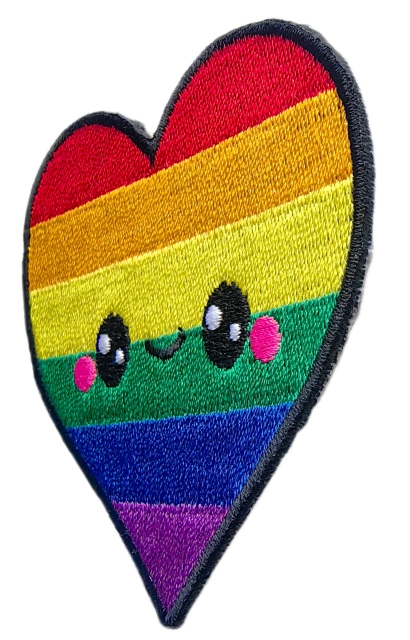 Custom Embroidered Patch Example: Rainbow Heart Pride Design-Right Side