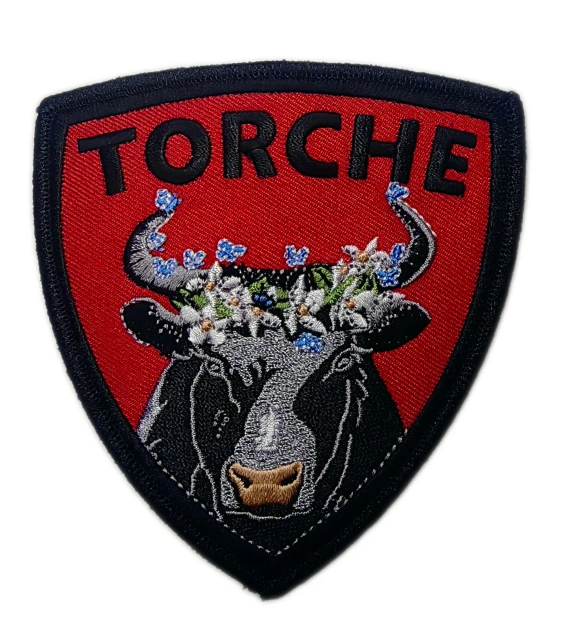"TORCHE" Brand Bull & Flowers Display Sample Patch-Front Side