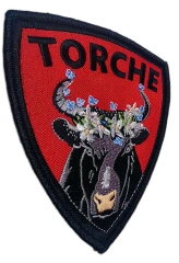 "TORCHE" Brand Bull & Flowers Display Sample Patch-Left Side