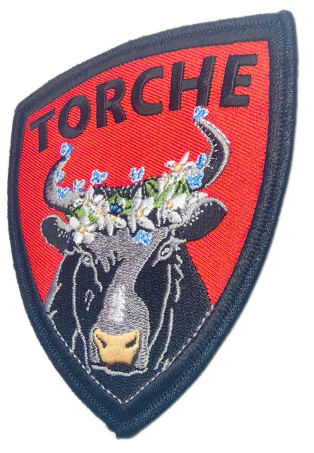 "TORCHE" Brand Bull & Flowers Display Sample Patch-Right Side
