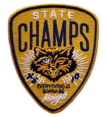 "State Champs" Wildcat Achievement Shield Patch-Front Side