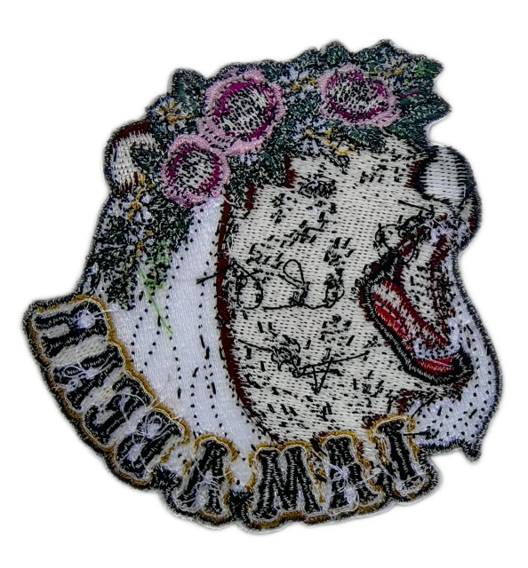 "I Am A Bear" Bear with Flower Crown Embroidered Patch-Back Side