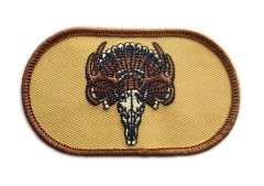 Wild Turkey Skull & Fan Hunting Embroidery Patch-Front Side