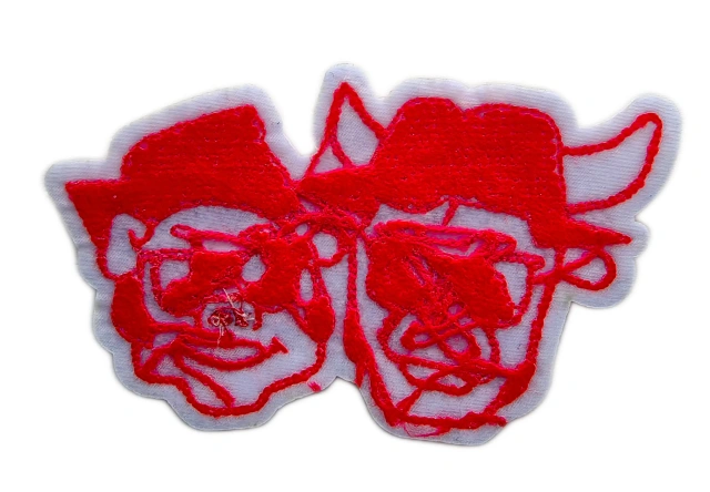 "Cool Cows" Novelty Red Chenille Patch-Back Side