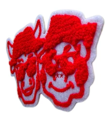 "Cool Cows" Novelty Red Chenille Patch-Right Side