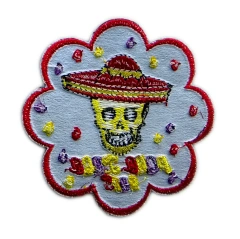 "Poco Loco" Sombrero Skull Embroidery Patch-Back Side