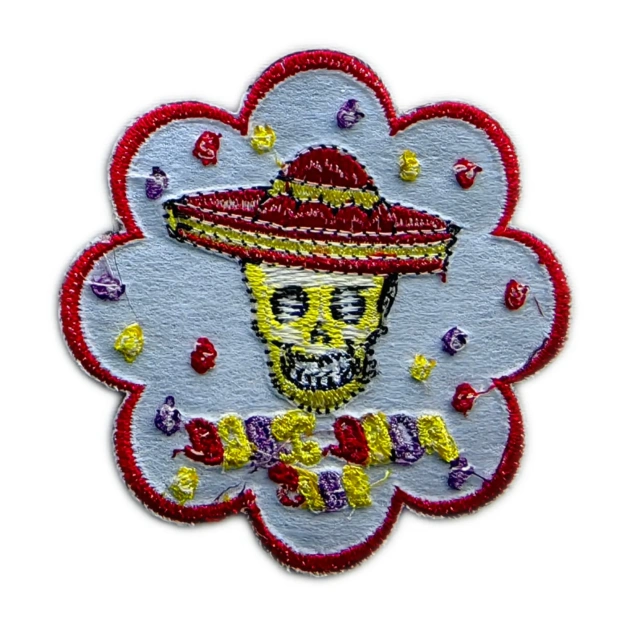"Poco Loco" Sombrero Skull Embroidery Patch-Back Side