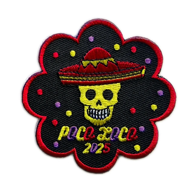 "Poco Loco" Sombrero Skull Embroidery Patch-Front Side