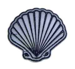 Classic Scallop Seashell Monotone Embroidery Patch-Back Side