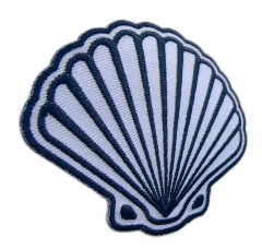 Classic Scallop Seashell Monotone Embroidery Patch-Left Side