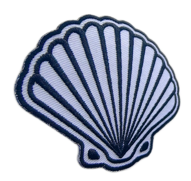 Classic Scallop Seashell Monotone Embroidery Patch-Left Side