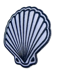 Classic Scallop Seashell Monotone Embroidery Patch-Right Side