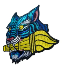 Electrifying Blue Tiger Iron-On Embroidered Patch-Right Side