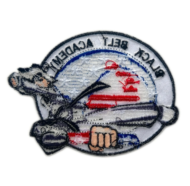 Black Belt Academy Embroidered Patch – Martial Arts Fighter with American Flag Design-Back Side