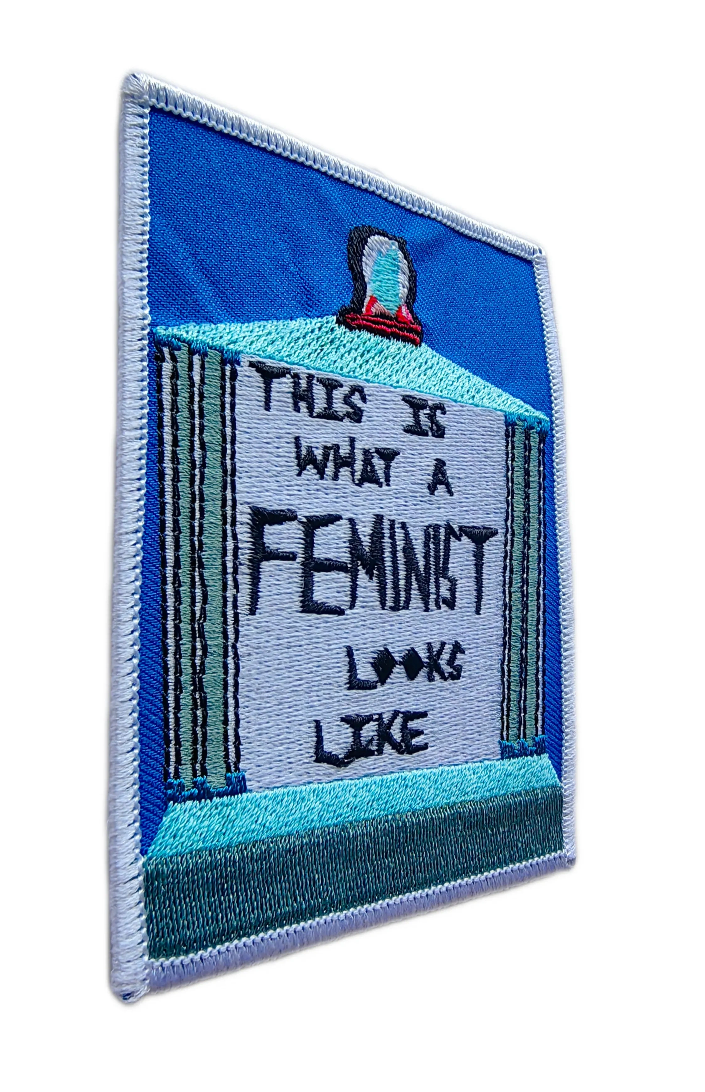 "This Is What A Feminist Looks Like" Embroidered Patch – Statement Monument Design-Left Side