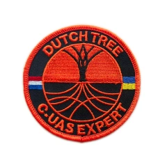 "Dutch Tree" C-UAS Expert Embroidered Morale Patch – Orange & Black Design-Front Side