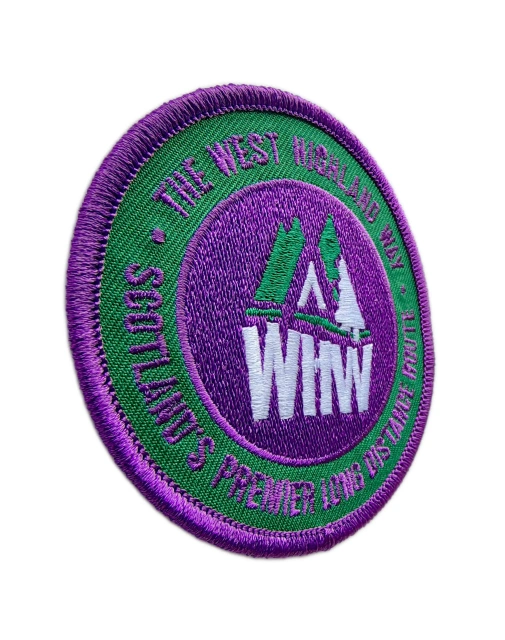 West Highland Way (WHW) Embroidered Patch – Purple & Green Trail Logo-Left Side