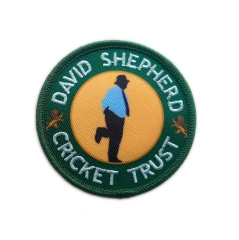 David Shepherd Cricket Trust Commemorative Round Patch – Green & Gold Design-Front Side