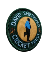 David Shepherd Cricket Trust Commemorative Round Patch – Green & Gold Design-Left Side