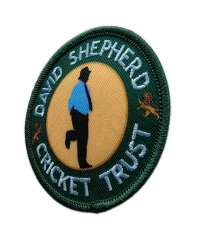 David Shepherd Cricket Trust Commemorative Round Patch – Green & Gold Design-Right Side