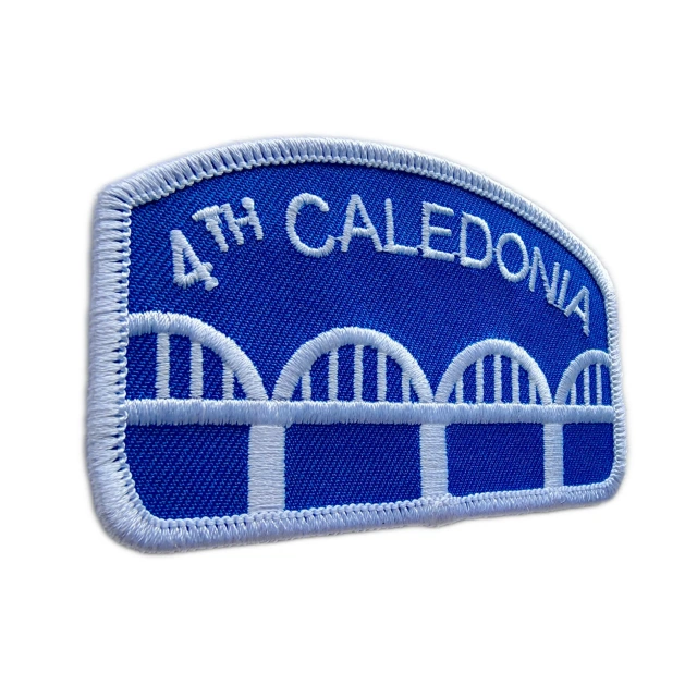 4th Caledonia Scouting Group Embroidered Patch – Blue & White Bridge Design-Left Side