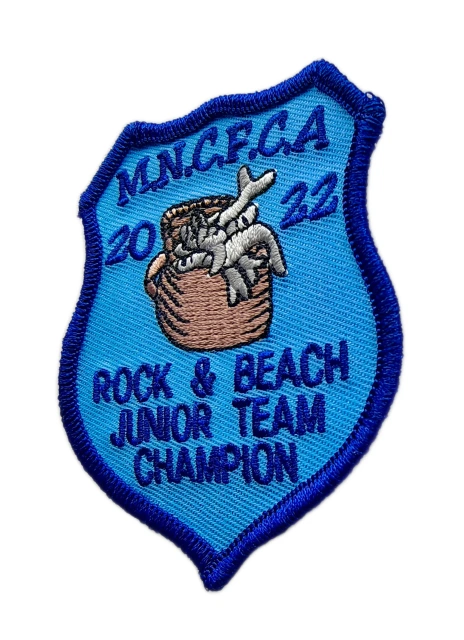 MNCFCA 2022 Rock & Beach Junior Team Champion Embroidered Patch – Blue Shield Design-Right Side
