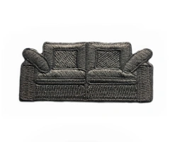 Grey Couch Embroidered Patch – Modern Two-Seater Sofa Design-Front Side