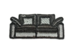 Grey Couch Embroidered Patch – Modern Two-Seater Sofa Design-Back Side