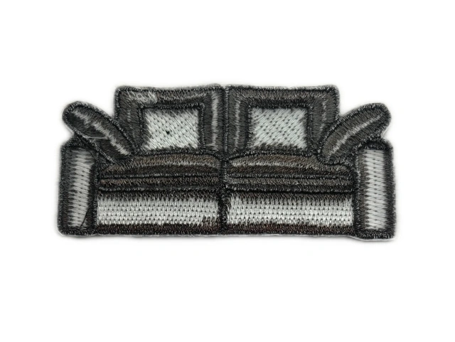 Grey Couch Embroidered Patch – Modern Two-Seater Sofa Design-Back Side