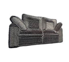 Grey Couch Embroidered Patch – Modern Two-Seater Sofa Design-Left Side