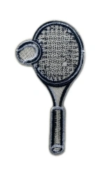Black & White Tennis Racket Embroidered Patch – Sporty Design-Back Side