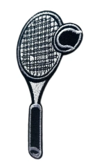 Black & White Tennis Racket Embroidered Patch – Sporty Design-Right Side