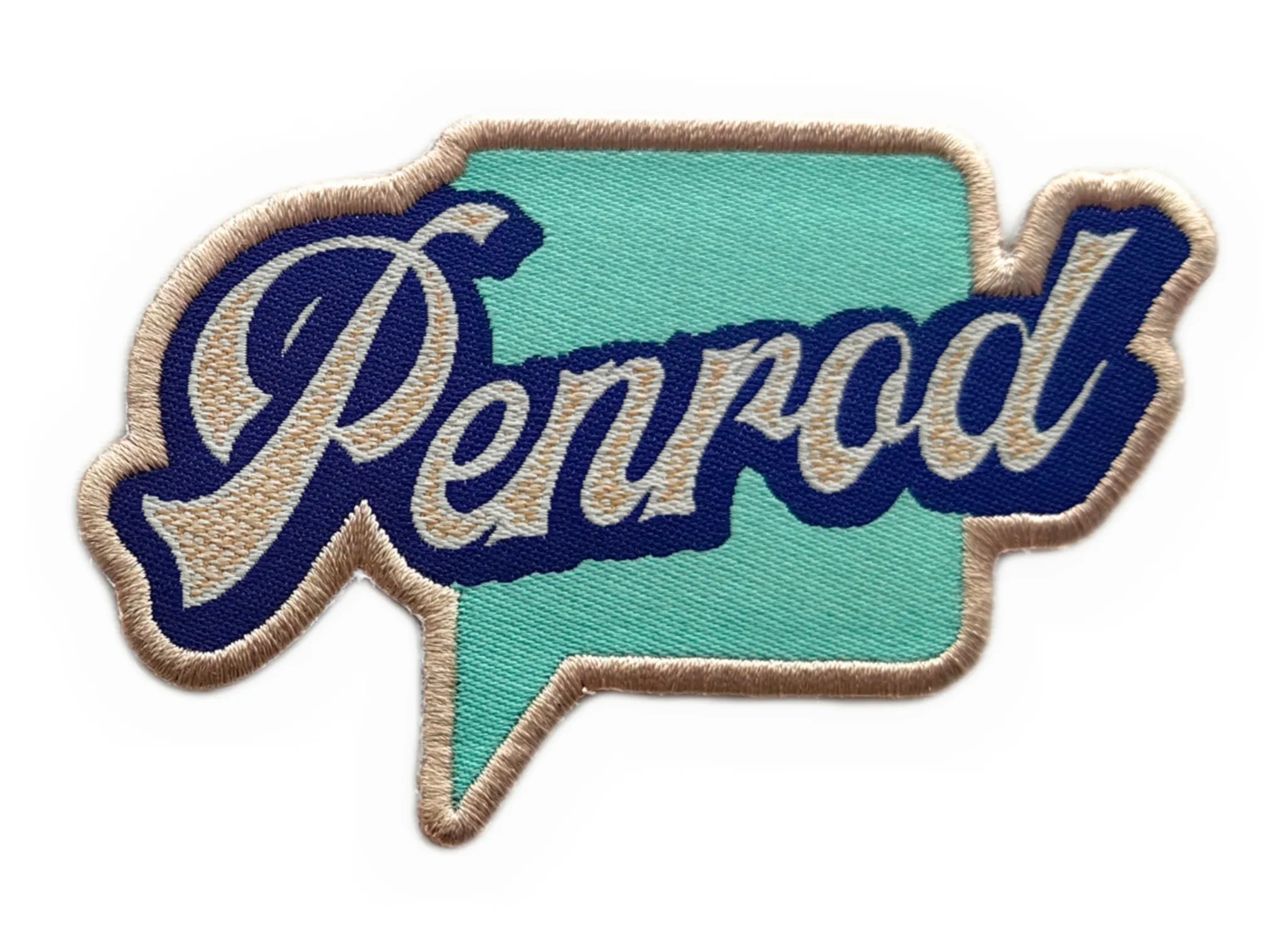 Penrod Woven Patch – Vintage Script Speech Bubble Design-Front Side