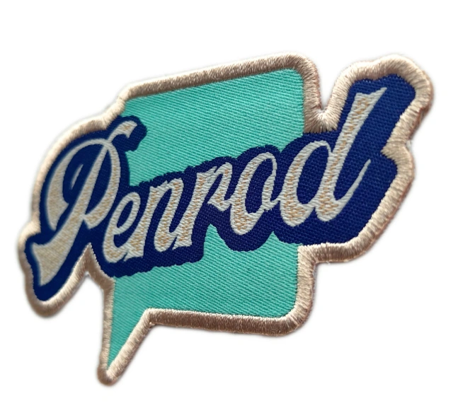 Penrod Woven Patch – Vintage Script Speech Bubble Design-Right Side