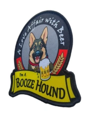 "I'm A Booze Hound" Custom Printed Patch – German Shepherd & Beer Design-Right Side