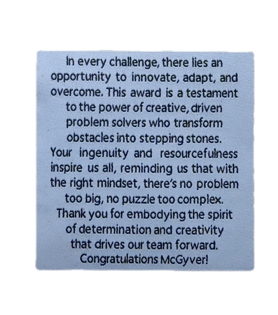 "McGyver" Woven Recognition Patch – Innovation & Problem-Solving Award-Front Side
