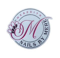 "Nails By Mere" Custom Woven Patch – Elegant Logo Design for Nail Salon Branding-Front Side