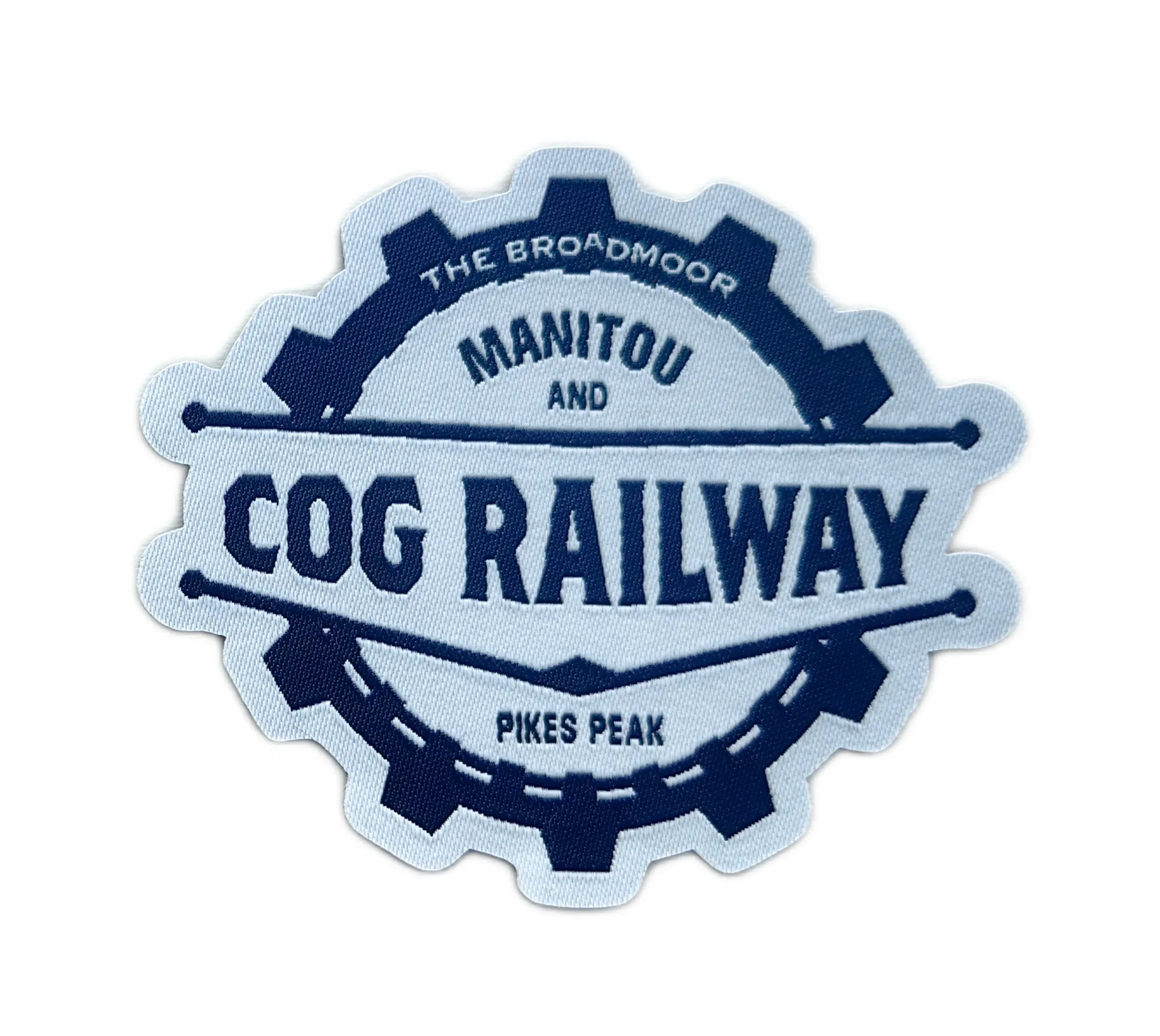 The Broadmoor Manitou & Pikes Peak Cog Railway Woven Patch – Commemorative Travel Souvenir-Front Side